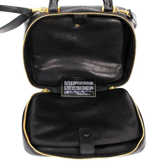 Chanel CC Black Caviar Leather Vanity Crossbody Two-Way Zip Gold Zipper Handbag - Picture 8 of 12